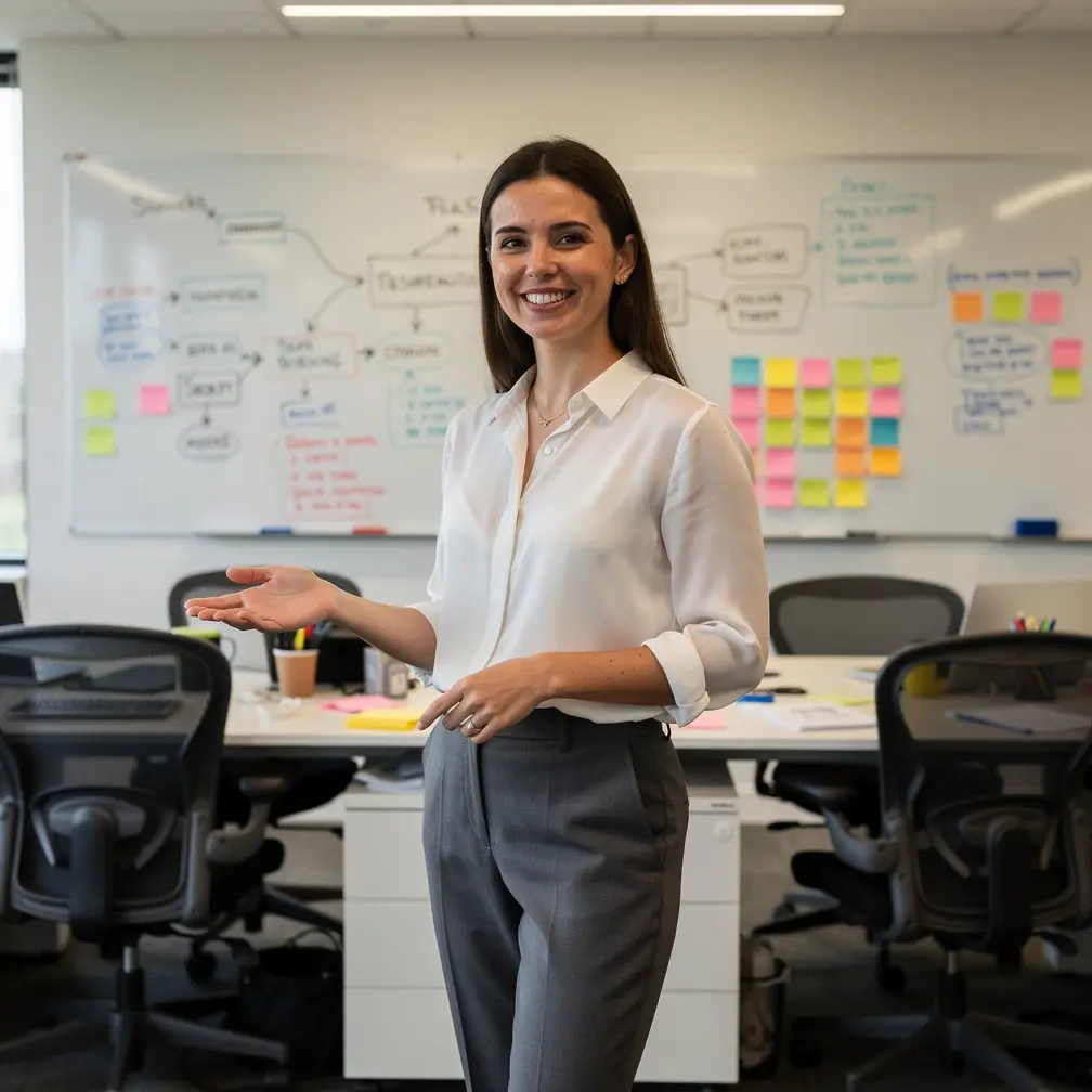 Professional analyzing a dashboard showing streamlined processes and reduced manual tasks.